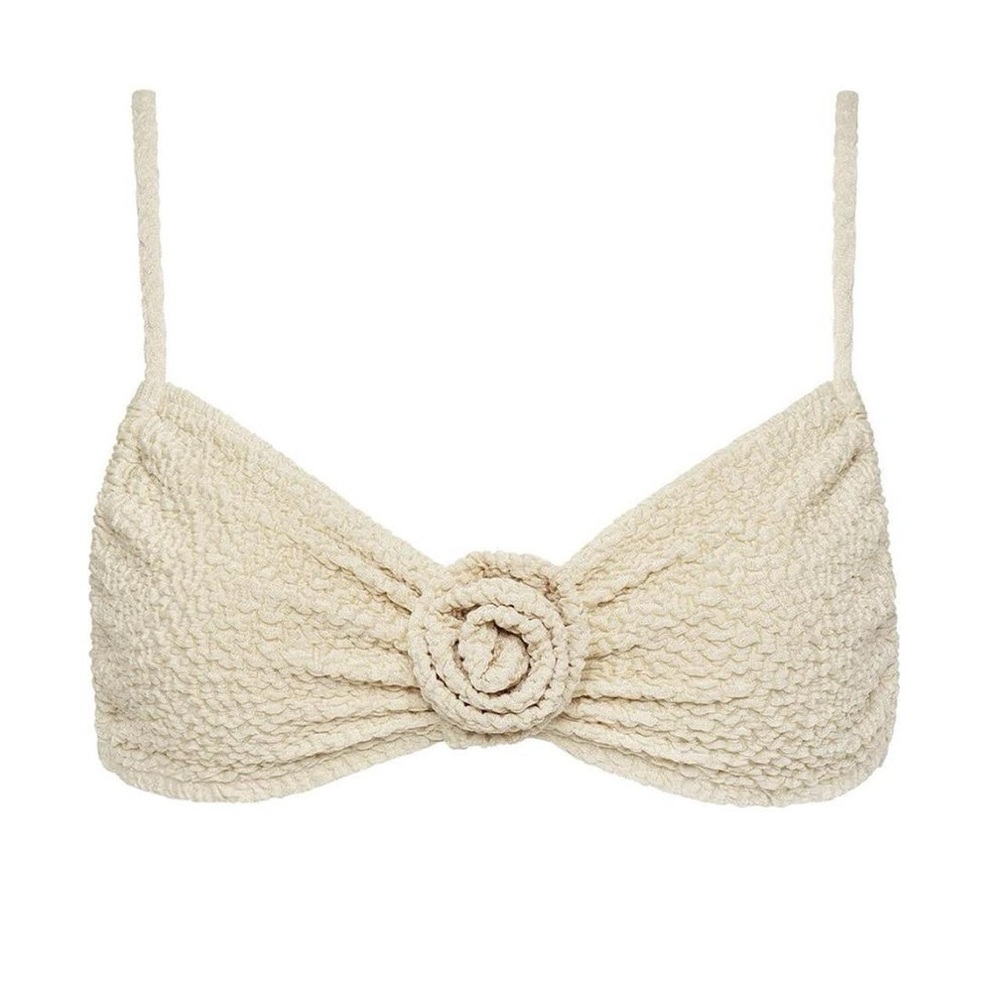 Montce Cream Textured Bikini Three Piece Set